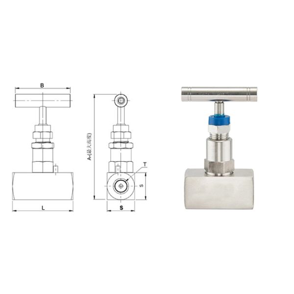 CF8M Manual SS Needle Valve Stainless Steel 10000PSI Alkaline