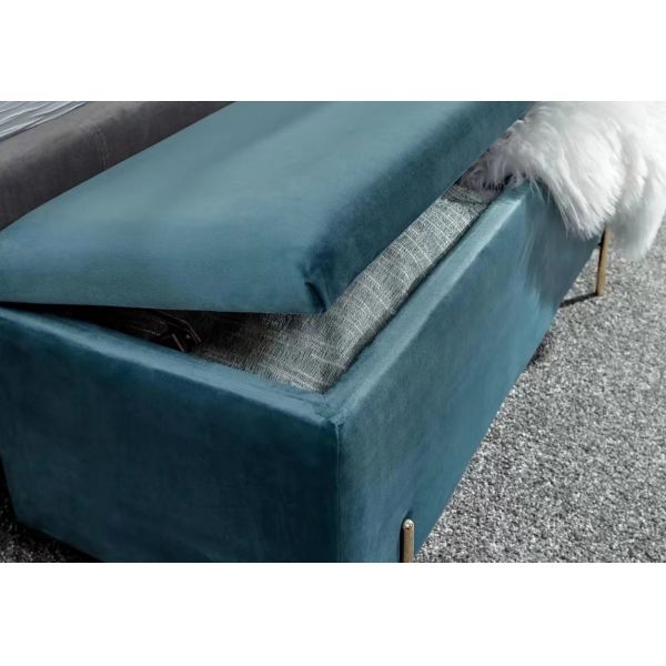 Upholstered Blue Living Room Storage Ottoman Practical For Home Office