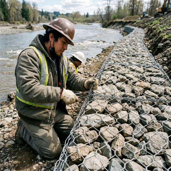 Aperture 60x80mm Gabion Wire Mesh Cage Hexagonal Hole Shape Durable Corrosion Resistant Protective Structure