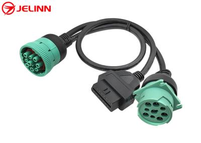 J1939 9 Pin to OBD 2 OBD2 16 Pin Splitter Y Cable 9Pin Spliter Wire Harness for Truck GPS