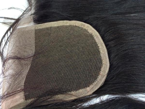 Factory Free Shipping Hot  Sell Unprocessed Natural Color 1B#  Knot Bleached Free Part 4*4inch Lace Closure Silky