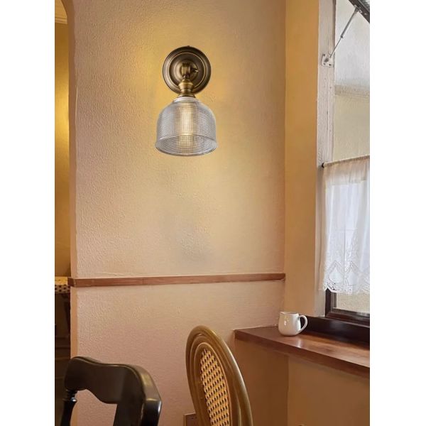 Clear Glass Indoor Parlor Bedside Stairs Hotel Lighting Old Copper Wall Lamp (WH-VR-129)