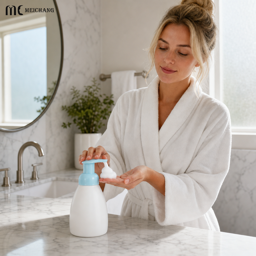 300ml Soft PE Oval Foaming Pump Bottle for Facial Cleanser（MC-1802）