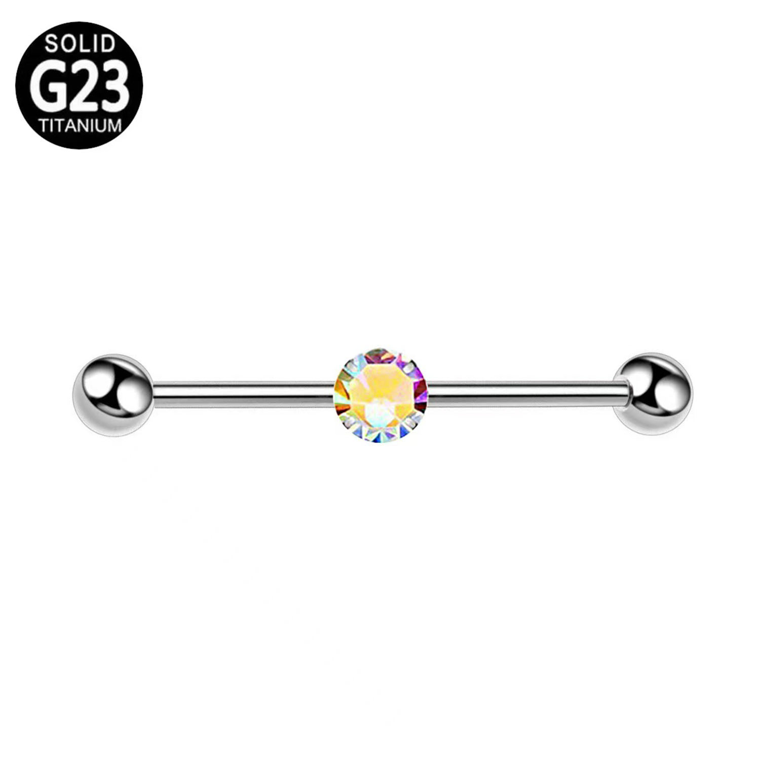 G23 titanium Industrial Barbells ear bridge with Bezel CZ ear bone nail TB0327