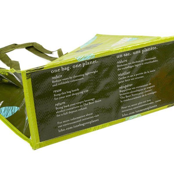 Green Shopping Woven Carry Bags With Handles Offset Logo OEM / ODM Service