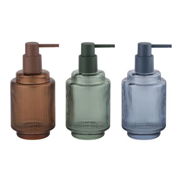 Sustainable Blue Glass Bathroom Accessories Vertical Stripe Glass Toothbrush Holder With Smaller Base