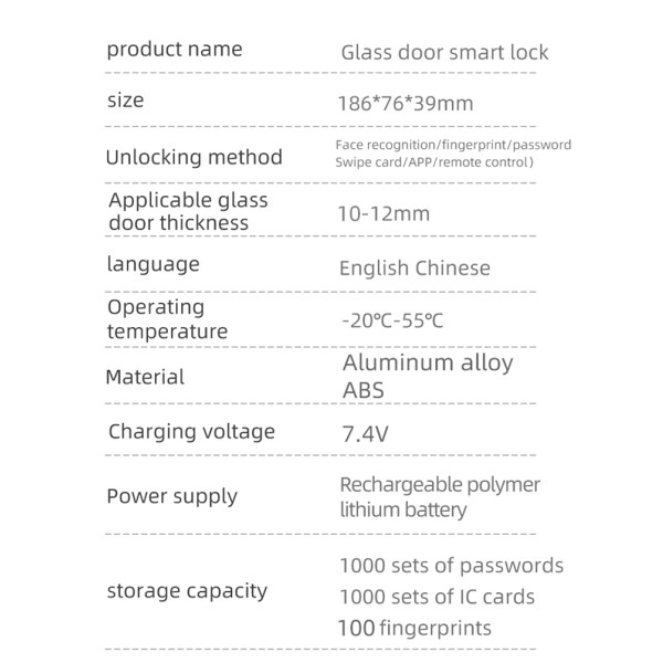 YAGU Smart Electric Lock Smart Wifi Digital Double Sliding Glass Door Handle Lock Tuya with Face Recognition Smart Lock