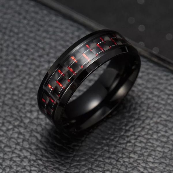 Special Luxury His And Hers Carbon Fiber Rings Carbon Fiber Stainless Steel Material