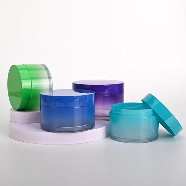 Round Plastic Cosmetic Cream Jar , Double Wall Face Cream Jar Container