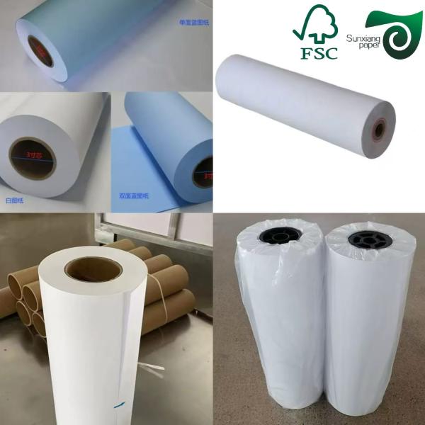 24 500ft CAD Plotter Inkjet Bond Paper Roll adapté à l'industrie du vêtement