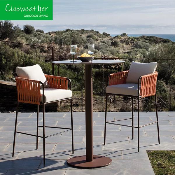 Powder Coating Aluminum Frame Outdoor Bar Table and Chair Set for Restaurants