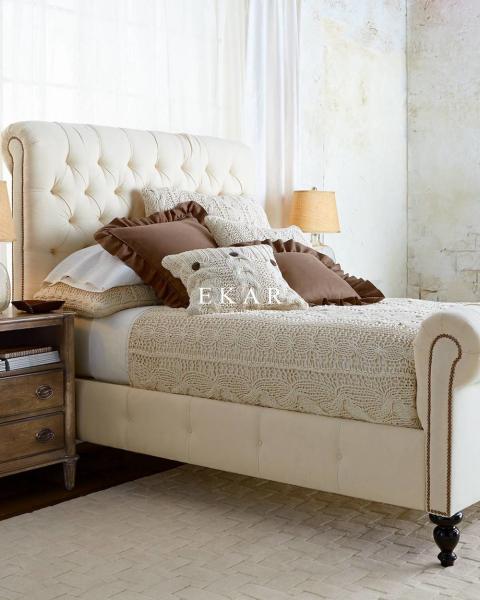 Modern Bedroom Furniture Simple Design Wooden King Size Sleigh Bed