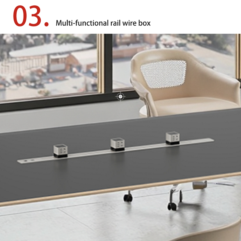 customization Eleganthigh-end, fashionable office and conference table with shiny stainless steel feet, soft and comfortable skin feel fabric