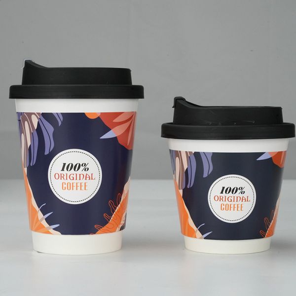 Disposable Paper Cup Printing Takeaway Drinking Coffee Paper Cup Custom Logo Printing