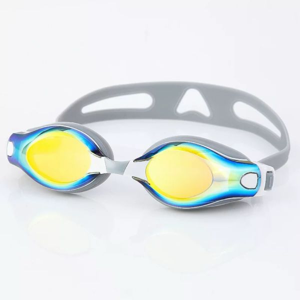 100% Silicone Adult Swimming Goggles With Anti Fog Wide Vision Adjustable For Racing