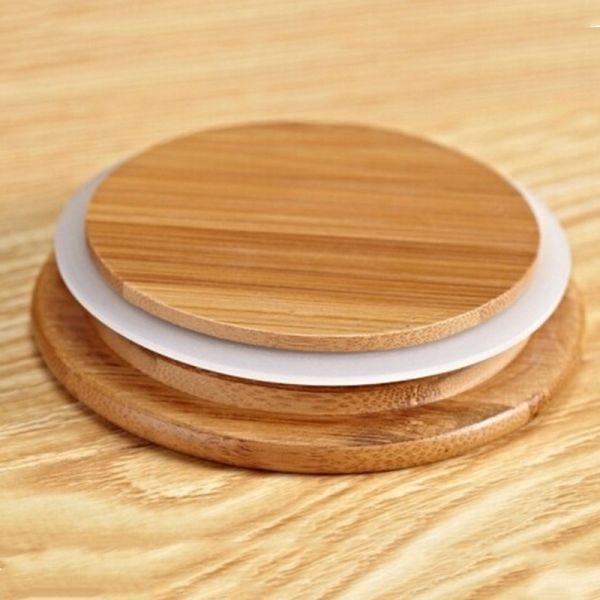 Тумблер высокой стены двойника боросиликата стеклянный, прозрачная чашка чая с бамбуковой крышкой