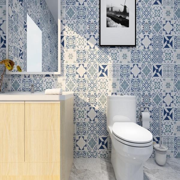 Self Adhesive Tile Wallpaper Waterproof Tile Pattern Wallpaper For Kitchen wall sticker