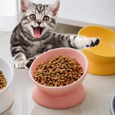 Multicolor Ceramic Raised Cat Bowls Elevated Porcelain For Pet
