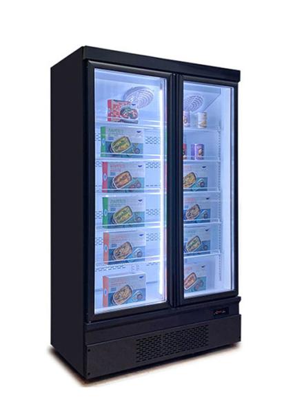 -18~-22 porta de vidro vertical congelador comercial para restaurante iluminação LED