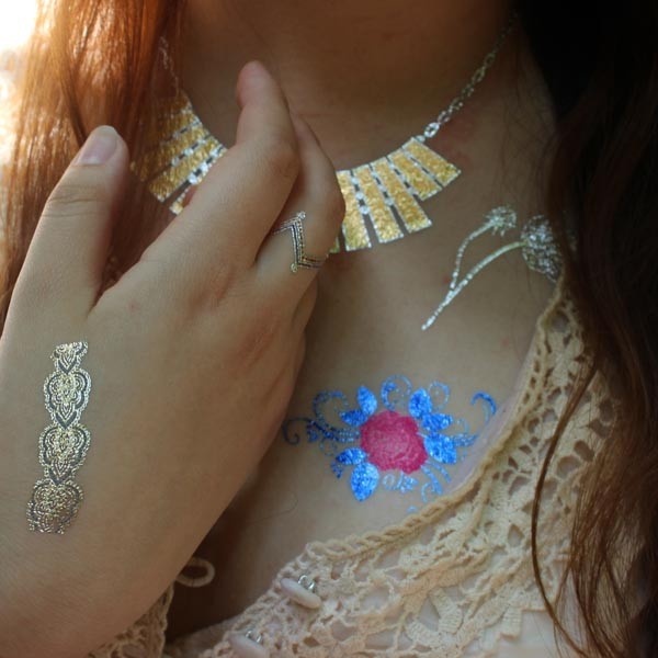 DIY Temporary Flash Tattoos Glitter Tattoos Products Gold Metallic Body Tattoos