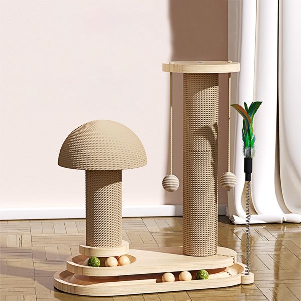 Biodegradable Cat Scratcher Toy Cat Scratching Post Wooden And SISAL Long Lasting