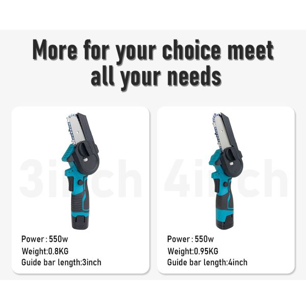 Синяя 21В ручная мини-цепная пила Электрическая литийная садовая цепная пила 21В батарея