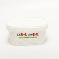 Taça de papel quadrada Kraft personalizada com tampa 1000ml recipiente de salada descartável