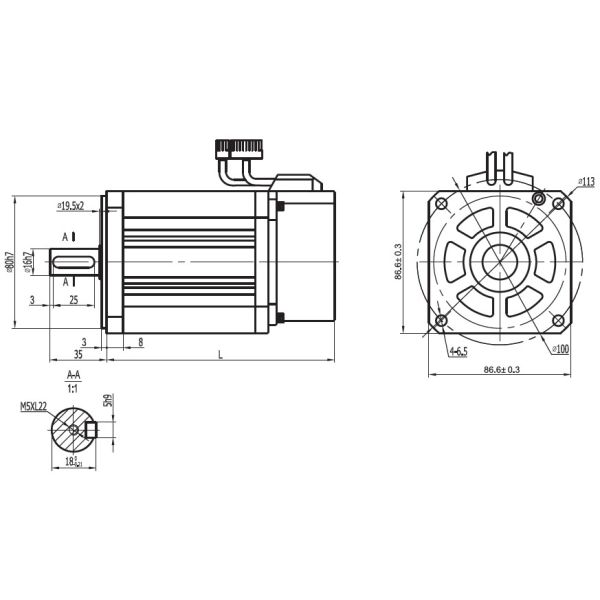 Great quality AC servo motor 90ST-M03520 0.75KW 2000RPM 3.5Nm
