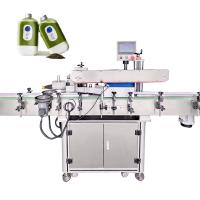 Botella de plástico cuadrada plana de etiqueta de un lado con pegatina única Máquina de aplicación automática completa