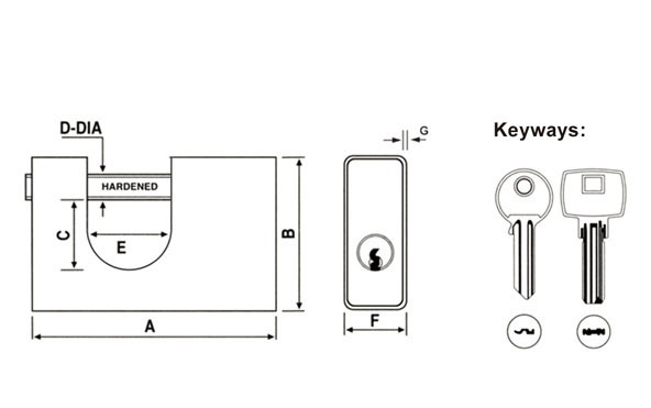 Rarlux Stainless Steel Cover Iron Padlock High Security Chrome-plated Heavy Duty Rectangular Padlock