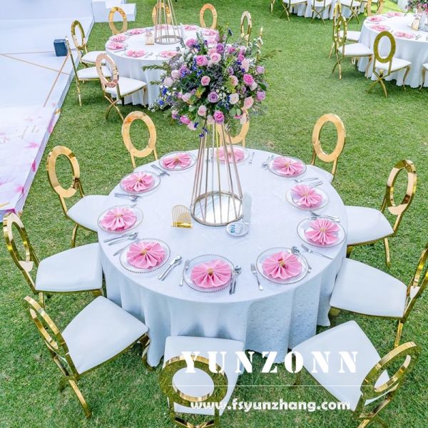 Luxury Gold Rustic Wedding Event Chair for Bride and Groom Modern Metal Banquet or Restaurant Chair