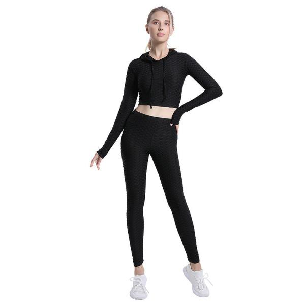                  Yoga Wear Women Hooded Top Pants Sports Yoga Suit Running Yoga Fitness Wear             