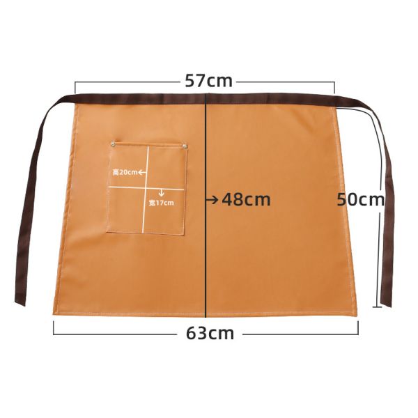 Custom Logo Printed Waxed PU Leather Half Apron for Baristas Waitresses and Bartenders