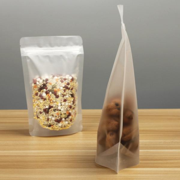 5.9 x 8.66 Inch Heat Seal Matte Clear Stand Up Pouch Bags with Reclosable Ziplock for Candy, Cookie Snack Food Packaging