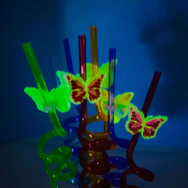 Glow-in-The-Dark Animal Cartoon Creative Straw Stickers for Personalized Cross-Border