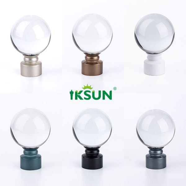 Modern Elegant Curtain Rod Finials Crystal Glass Material For Home Hotel