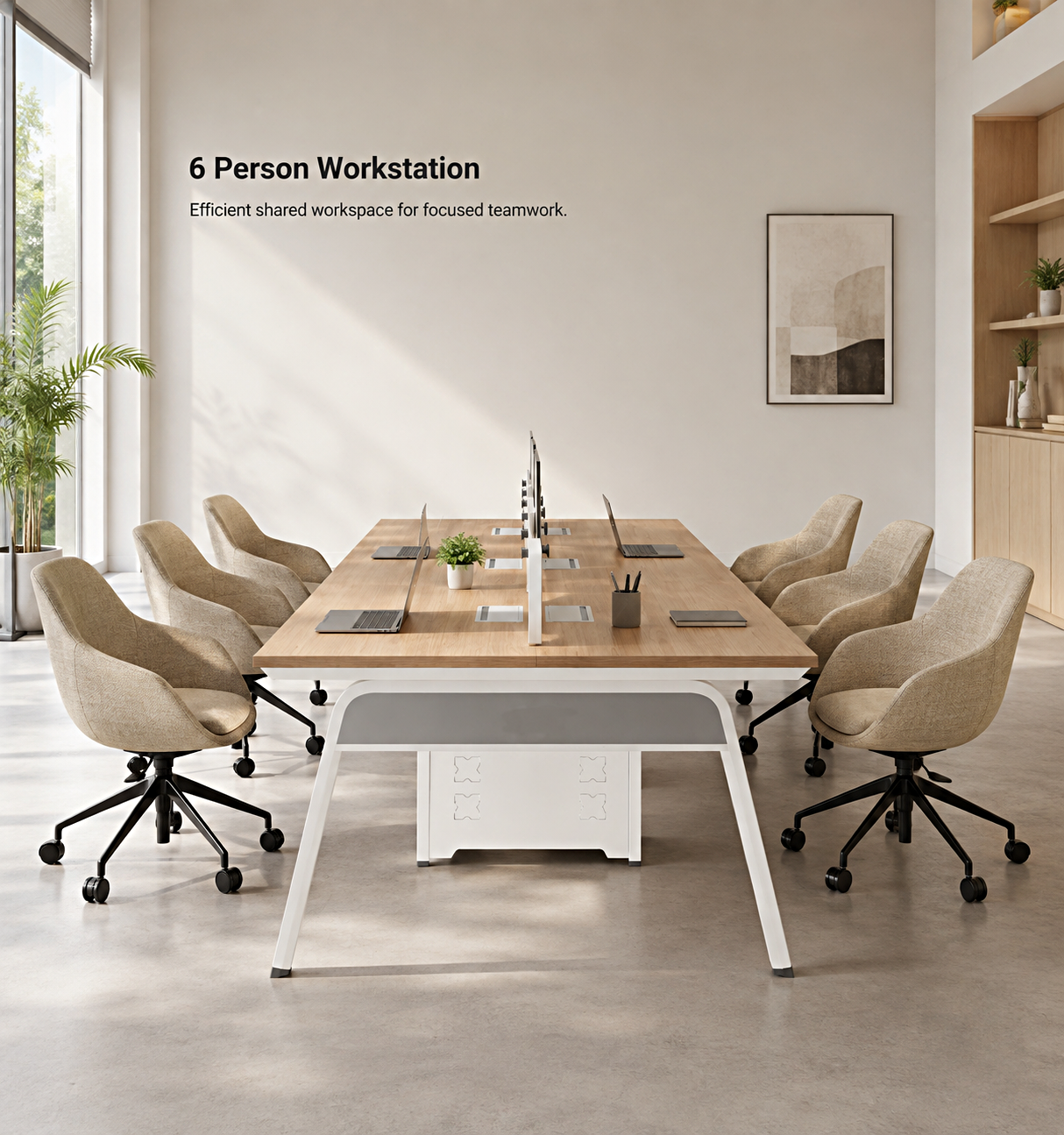 Improve Workplace Productivity with 6 Person Open Space Office Workstation and Privacy Divider Panels