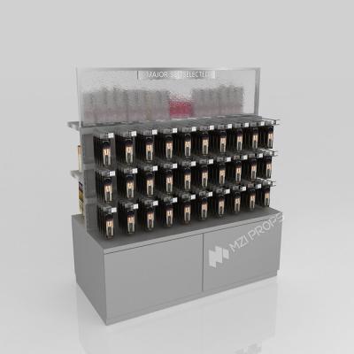 GDR11-ZD01-B Affichage au détail de cosmétiques avec bandes lumineuses LED et verre gris pour les boutiques de centres commerciaux