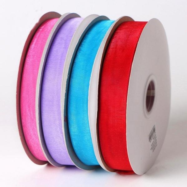 Double Face Style Solid Pink Polyester Organza Ribbon Roll para eficiência
