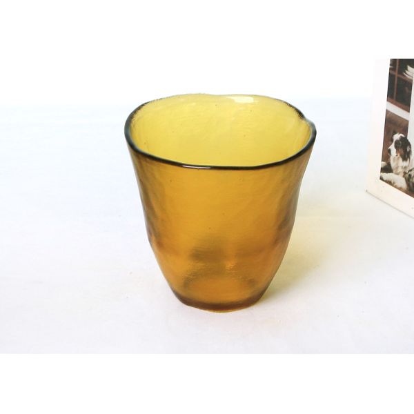 72mm Half Amber Colored Glass Votives Handmade Pressed
