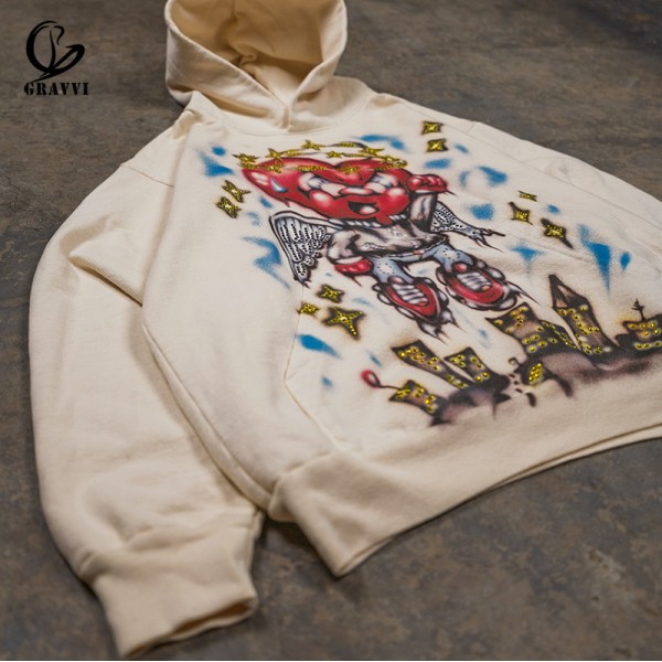 Men Oversized Hoodie Vintage OEM ODM Terry Fabric With 100% Cotton Material