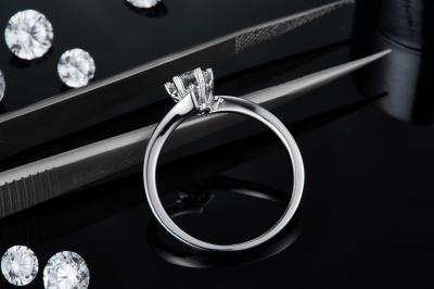 Lady 9k Round 7.5mm Moissanite Silver Ring Open Fashion Grandeur Jewelry