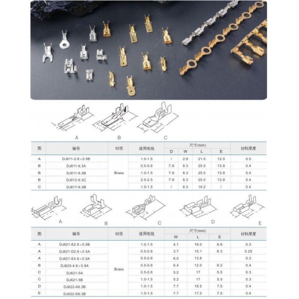 OEM Красная медь T2 99,6% закрытый конец терминала Красочный изолированный проволока сжатия соединителя трубы