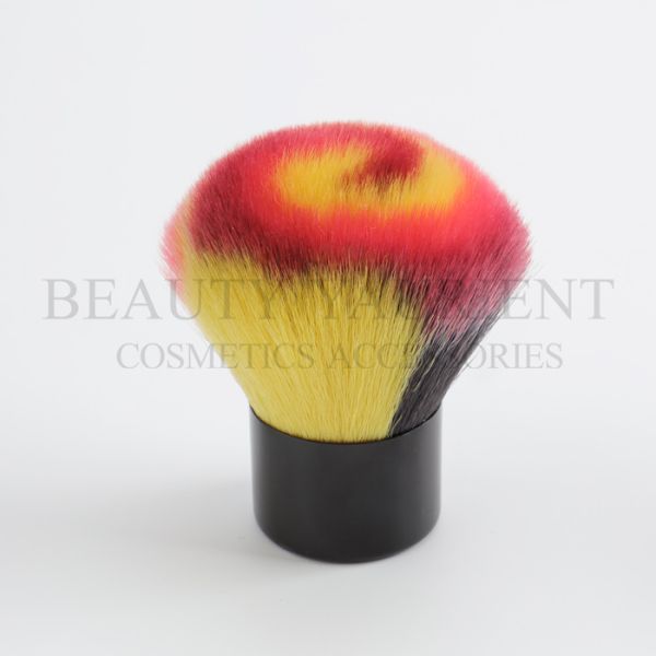 Colourful Hair Kabuki Makeup Brush For Powder Aluminum Handle