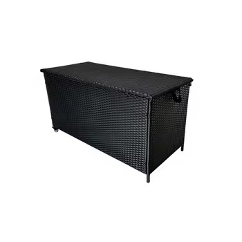 Garden Storage Box with Lid (124x14x59cm) Wicker Chest for Home Organization Blanket Toy & Clothes Storage & Decor