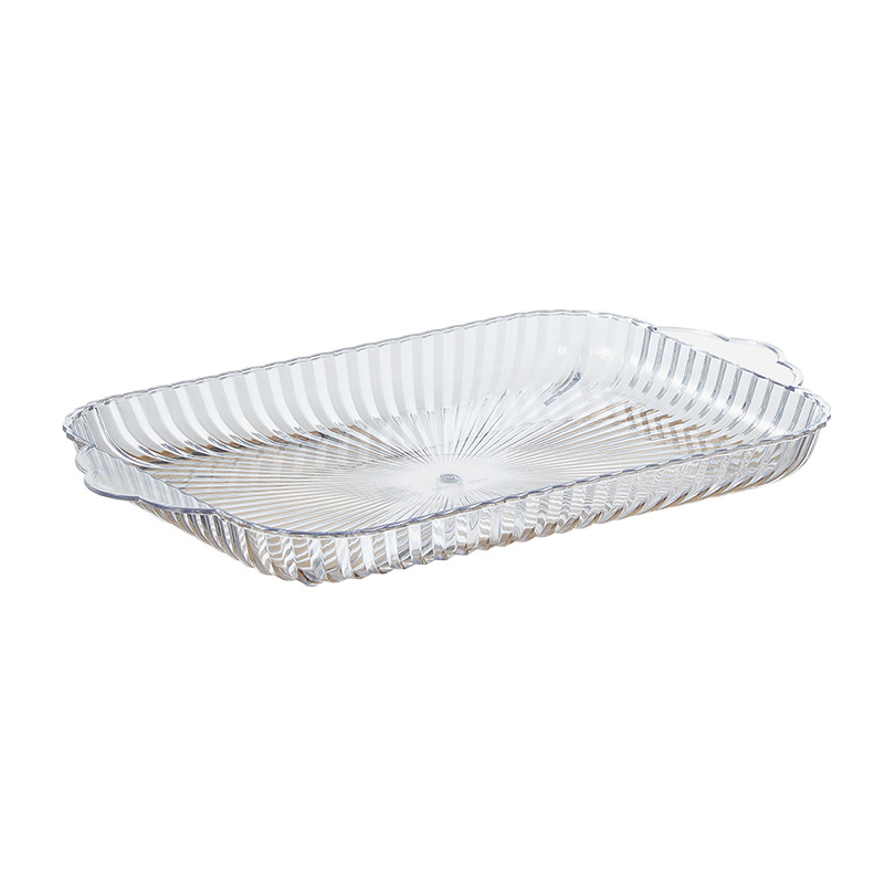 Square Transparent Gold PET Plastic Fruit Tray Luxury Living Room Snacks & Coffee Table Candy Tray for Kitchen Use