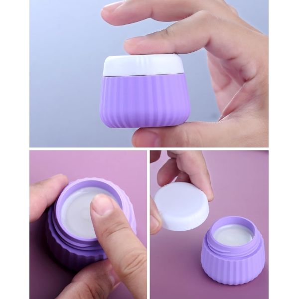 8 Items Combo Silicone Travel Bottle Set Gray Leak Proof 90ml 30ml Jars