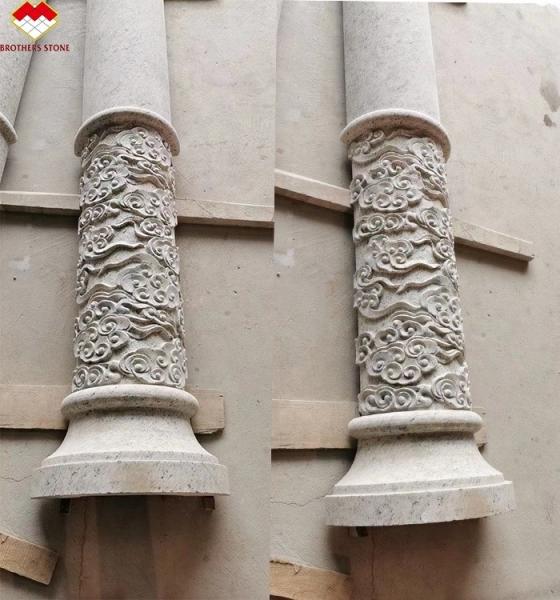 American Style Granite Marble Covering Pillar Carving Hollow Round Column at Yunfu Sale