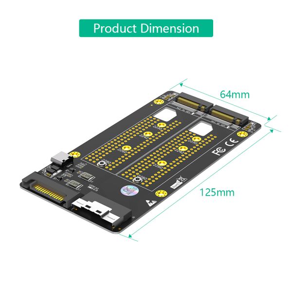Dual M.2 NVMe to SFF-8654 8i Adapter with PCIe Bifurcation Support for High-Speed Data Transmission