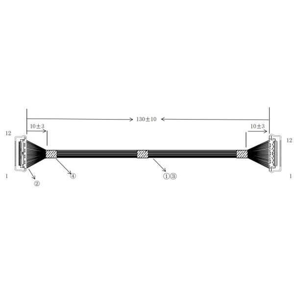 Lvds Edp UL11130 Сборка микрокоаксиальных кабелей 12P 20633-212T-01S